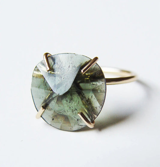 Moldavite 14k Gold Ring
