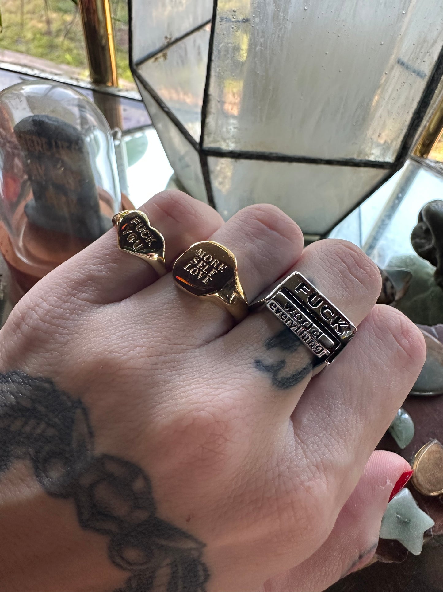 F*ck Everything Rotatable Brass Ring