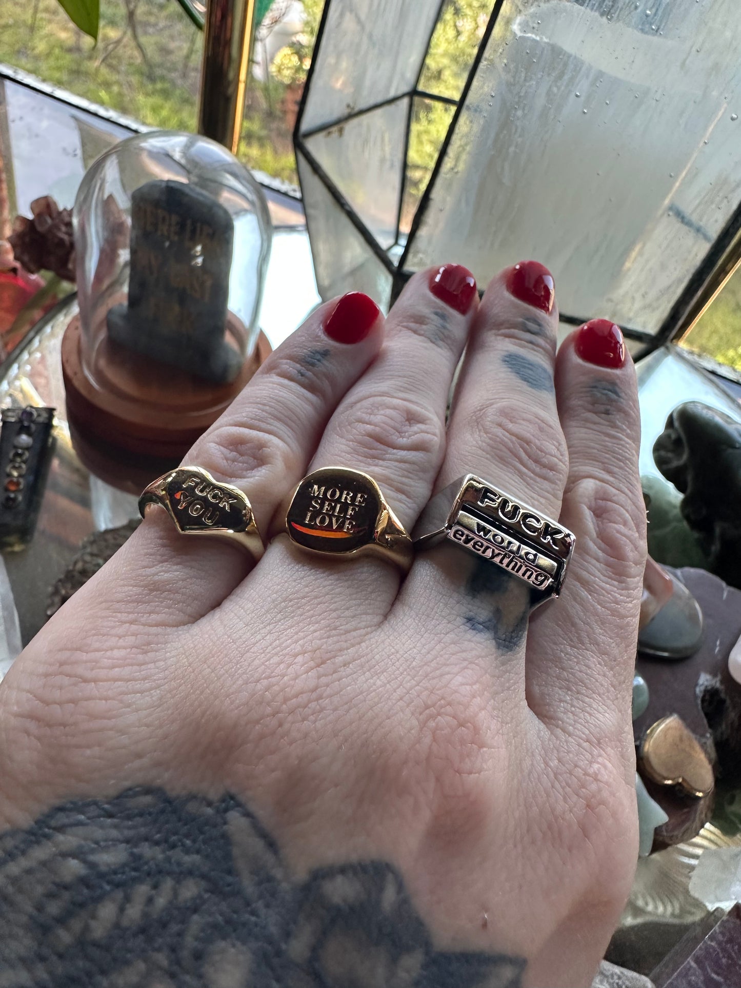 F*ck Everything Rotatable Brass Ring