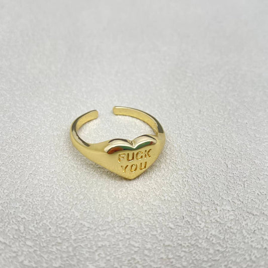 F*ck You 18k Gold Plated Heart Ring