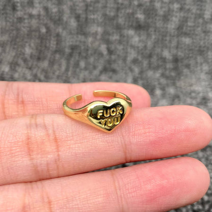 F*ck You 18k Gold Plated Heart Ring