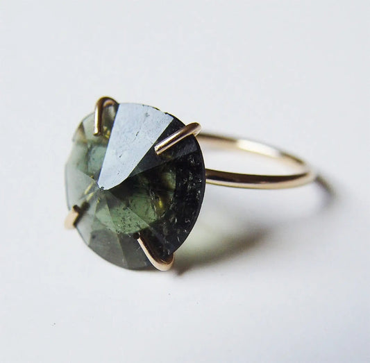 Moldavite 14k Gold Ring