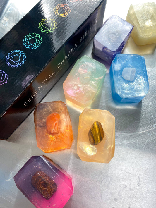 Essential Chakra Crystal Infused Soap Set