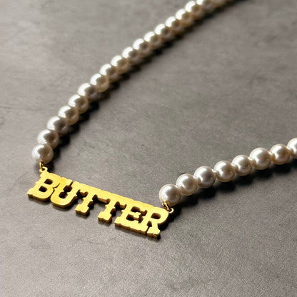 Butter Faux Pearl Beaded Necklace  
