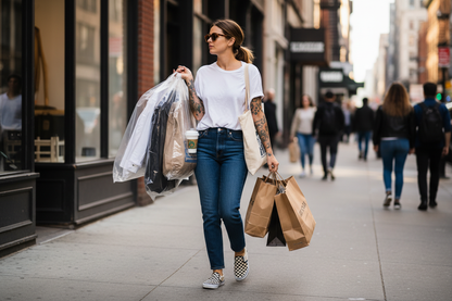 jeans (not ripped) checkerd vans white tshirt woman with tattoos running errends dry cleaning and more
